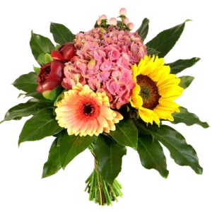 Modern boeket Hortensia - zonnebloem