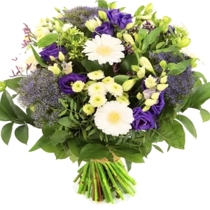 Boeket blauw paars wit