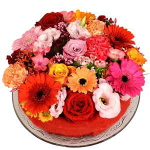 Bloementaart rood oranje roze