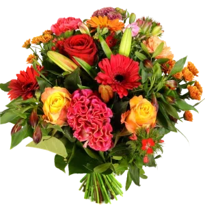Surprise boeket roze - rood - oranje