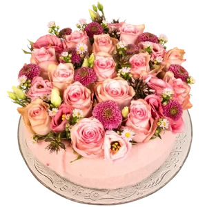 Roze rozen bloementaart