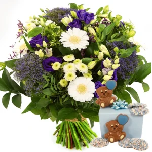 Geboorte boeket jongen + geboorte chocolade