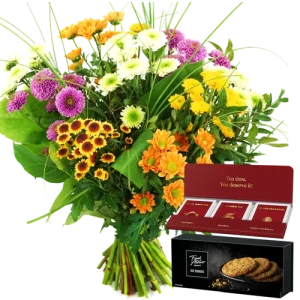 Santini boeket + koek en thee