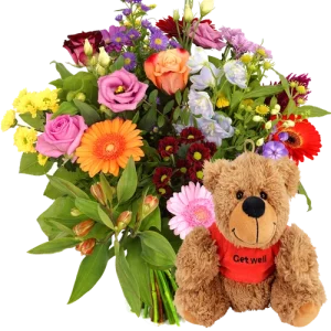 Beterschap boeket + knuffel Get Well