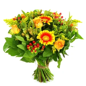 Goed bezig boeket geel oranje